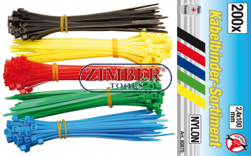 Set coliere pentru cablu| alb 2.4 x 100 mm 200 pcs. (80875) - BGS technic
