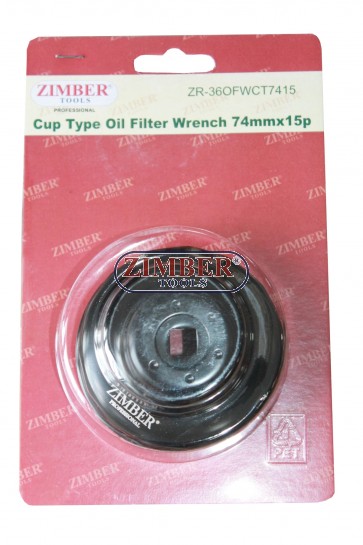 Cheie pentru filtru de ulei, 74 mm x 15p - Audi, Chrysler, GM, Rover - ZR-36OFWCT7415 - ZIMBER TOOLS