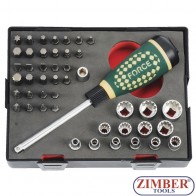 Surubelnita cu biti si tubulare 46 piese - 1/4, K2463 - FORCE