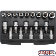 Set biti Torx T-Star si tubulare profil E, antrenare 1/2", 19 piese (95100) - BGS technic