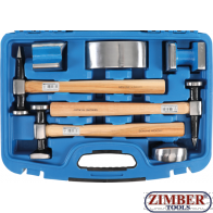 Trusa de tinichigerie cu ciocane de finisat si stecluri pentru tinichigerie, 7 piese (1672) - BGS technic