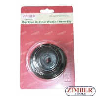 Cheie pentru filtru de ulei, 74 mm x 15p - Audi, Chrysler, GM, Rover - ZR-36OFWCT7415 - ZIMBER TOOLS