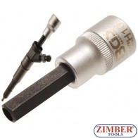 Imbus hexagon 10mm cu gaura 7.5mm pentru injectoare, antrenare 1/2" -4478- BGS technic.