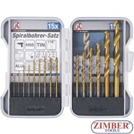 HSS Twist Drill Set | titanium nitrated | 1.5 - 10 mm | 15 pcs.50815 - BGS technic.
