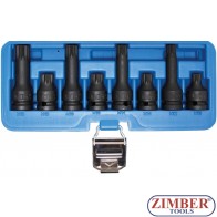 Set biti Spline (XZN) M12 - M14 - M16 - M18, antrenare 1/2", 8 piese.- 5381- BGS- technic.