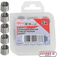 Insertii Helicoil pentru reparatii filete, M16 x 1.5 mm | 5 piese. 9432- 1- BGS technic.