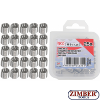 Insertii Helicoil pentru reparatii filete M9x1.25, 25 piese-  9435-1 - BGS-technic