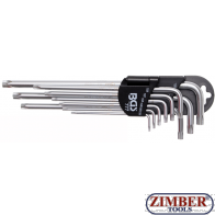 Set chei L cu TS-torx, tamperproof (cu gaura)TS10 - TS50 -XXL- 9 buc. (777) - BGS technic