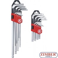 Set chei Torx tip L, T10 - T50 si set chei Imbus tip L 1,5 - 10 mm, 18 piese  - 822 - BGS technic.