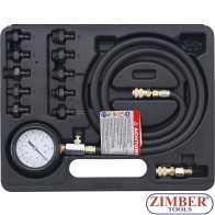 Tester presiune ulei cu set de adaptoare 0 - 10 bar, 12 piese  - 98007 - BGS technic.