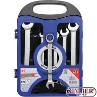 Set de chei combinate cu clichet 8 mm - 10 - 12 - 13 - 14 - 17 - 19 mm, 7 piese -1596 - BGS technic.