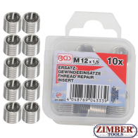 Insertii Helicoil pentru reparatii filete M12 x 1.5 mm. 10 piese. (9429-1) - BGS technic