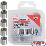 Insertii Helicoil pentru reparatii filete M20 x 1.5 mm 5 pcs. (9434-1) - BGS technic