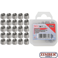 Insertii Helicoil pentru reparatii filete M7 x 1.0 mm  25 piese. (9431-1) - BGS technic