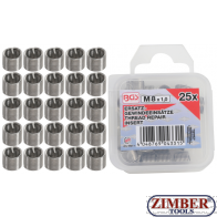 Insertii Helicoil pentru reparatii filete M8x1.0, 25 piese. (9427-1) - BGS technic
