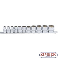 Set tubulare INCH, 12 colţuri, 10 mm (3/8") 11 piese. 9112 - BGS technic.