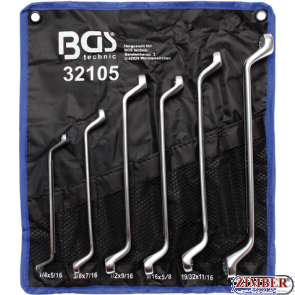 Set chei inelare duble cu cot, 75°,inch 1/4"-3/4", 6 piese (32105) - BGS technic